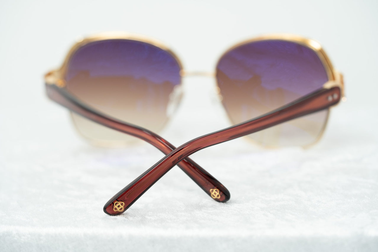 Oscar De La Renta Sunglasses Oversized Frame Russian Gold Red Enamel With Grey Lenses - ODLR50C4SUN - Watches & Crystals