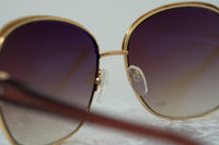 Thumbnail for Oscar De La Renta Sunglasses Oversized Frame Russian Gold Red Enamel With Grey Lenses - ODLR50C4SUN - Watches & Crystals