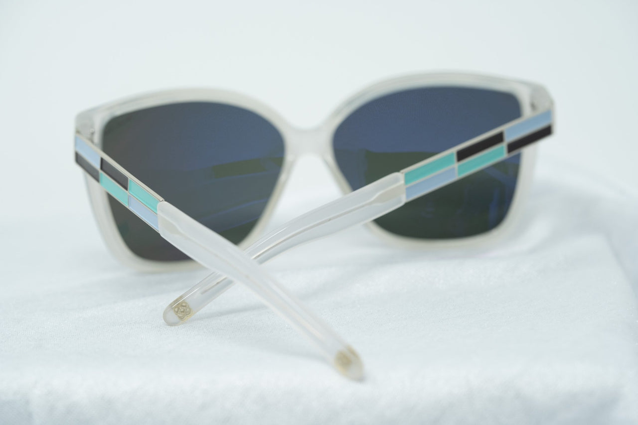 Oscar De La Renta Sunglasses Oversized White Enamel Arms and Green Lenses - ODLR21C6SUN - Watches & Crystals