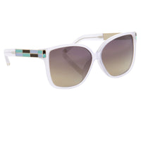 Thumbnail for Oscar De La Renta Sunglasses Oversized White Enamel Arms and Green Lenses - ODLR21C6SUN - Watches & Crystals