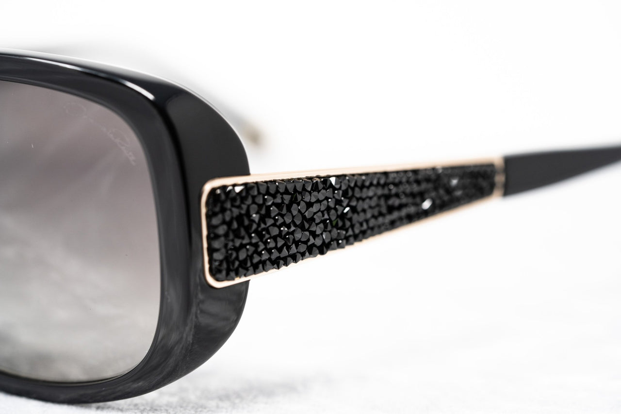 Oscar De La Renta Women Sunglasses Crystals Oversized Frame Black and Grey Graduated Lenses - ODLR64C1SUN - Watches & Crystals
