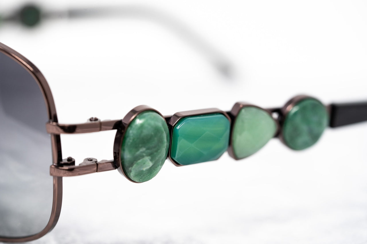 Oscar De La Renta Women Sunglasses Gemstones Oval Bronze and Grey Lenses - ODLR8C4SUN - Watches & Crystals