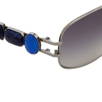 Thumbnail for Oscar De La Renta Women Sunglasses Gemstones Oval Shiny Gun Metal and Grey Lenses - ODLR8C6SUN - Watches & Crystals