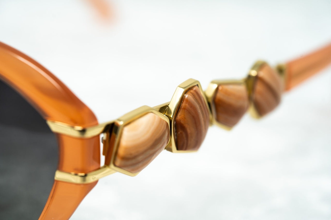 Oscar De La Renta Women Sunglasses Gemstones Oversized Frame Orange and Grey Lenses - ODLR20C3SUN - Watches & Crystals