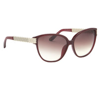 Thumbnail for Oscar De La Renta Women Sunglasses Oval Deep Red with Brown Graduated Lenses - ODLR52C4SUN - Watches & Crystals