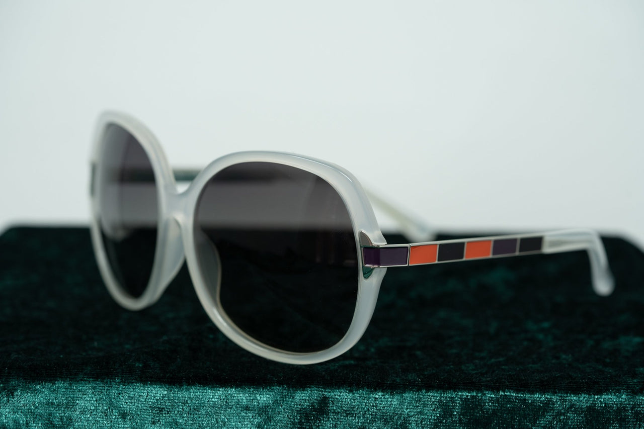 Oscar De La Renta Women Sunglasses Oversized Frame Ivory Enamel Arms and Grey Lenses - ODLR22C3SUN - Watches & Crystals