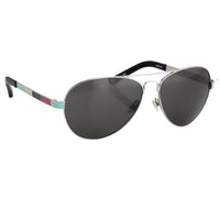 Thumbnail for Oscar De La Renta Women Sunglasses Silver Multicoloured Enamel with Dark Grey Lenses Category 3 - ODLR44C6SUN - Watches & Crystals