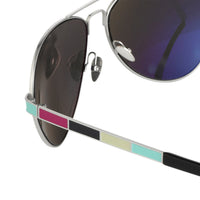 Thumbnail for Oscar De La Renta Women Sunglasses Silver Multicoloured Enamel with Dark Grey Lenses Category 3 - ODLR44C6SUN - Watches & Crystals