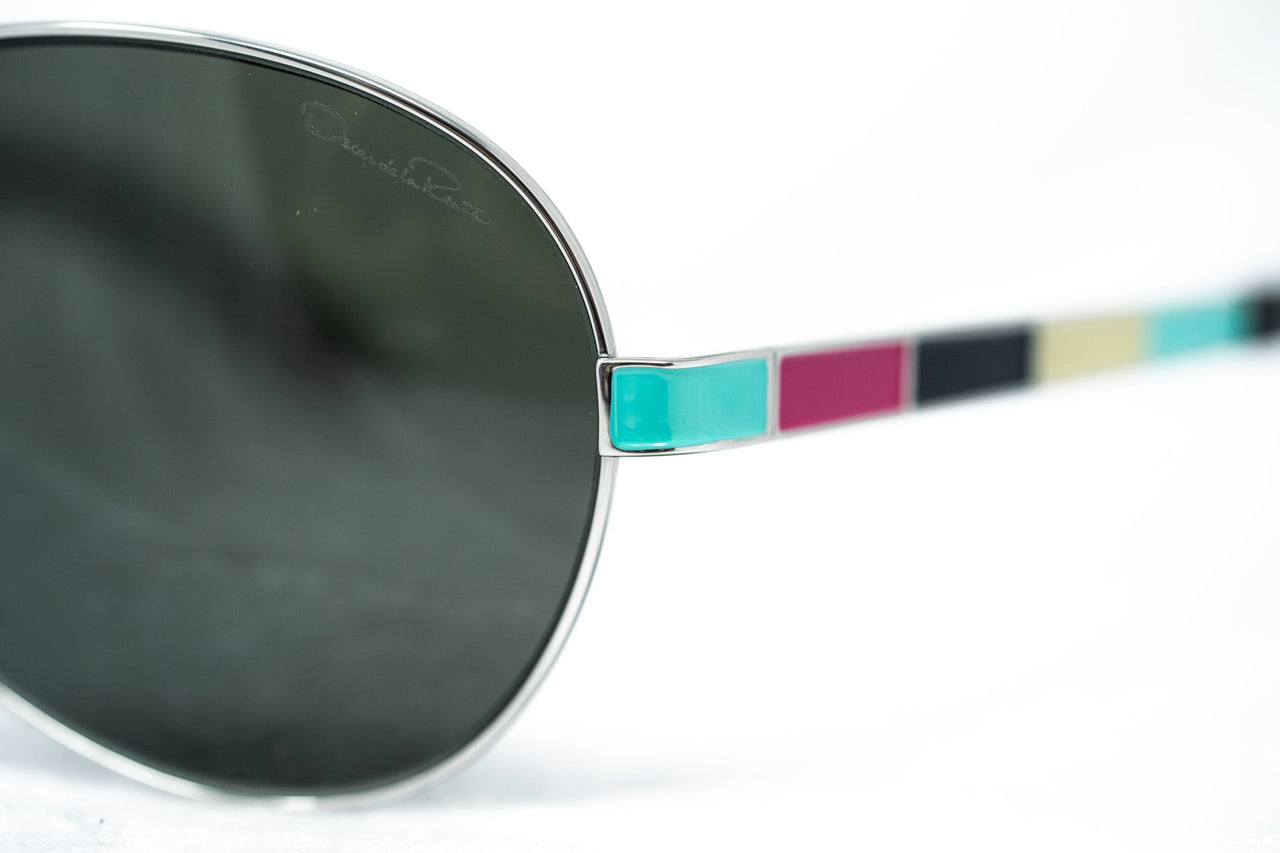 Oscar De La Renta Women Sunglasses Silver Multicoloured Enamel with Dark Grey Lenses Category 3 - ODLR44C6SUN - Watches & Crystals