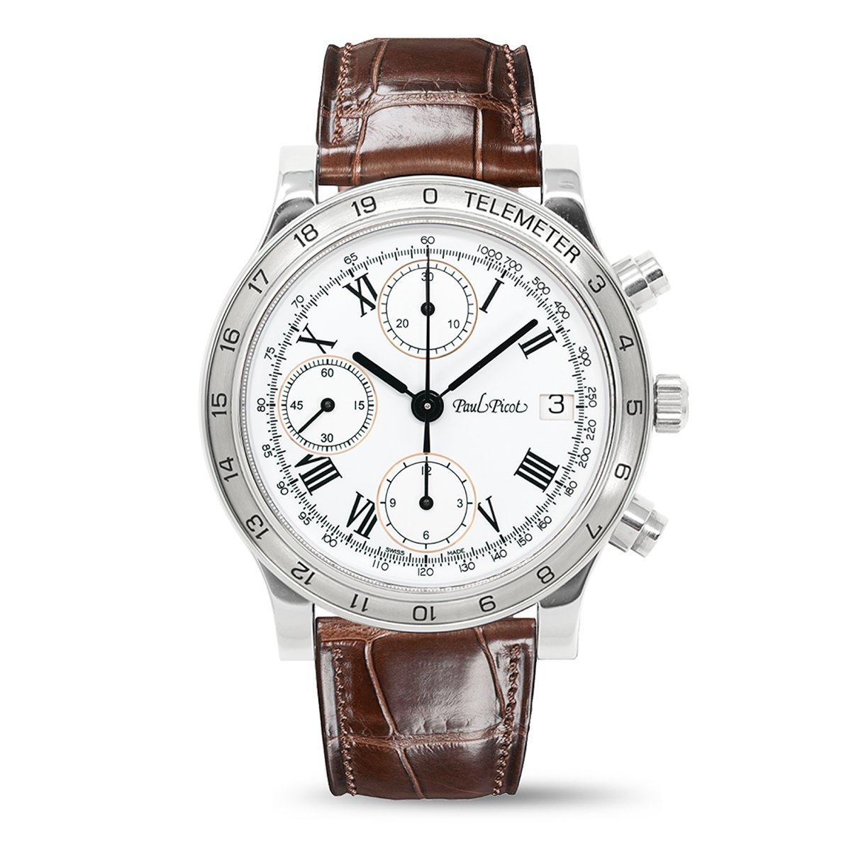 Paul Picot Men's Watch Telemeter Chronograph White P7004A20.113 - Watches & Crystals