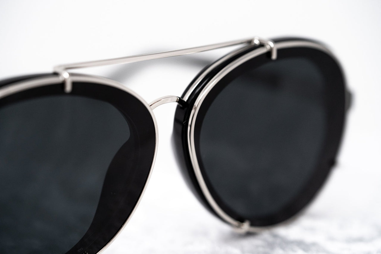 Phillip Lim Sunglasses Black and Silver Aviator with Bang Bang Black Lenses Category 4 - PL170C7SUN - Watches & Crystals
