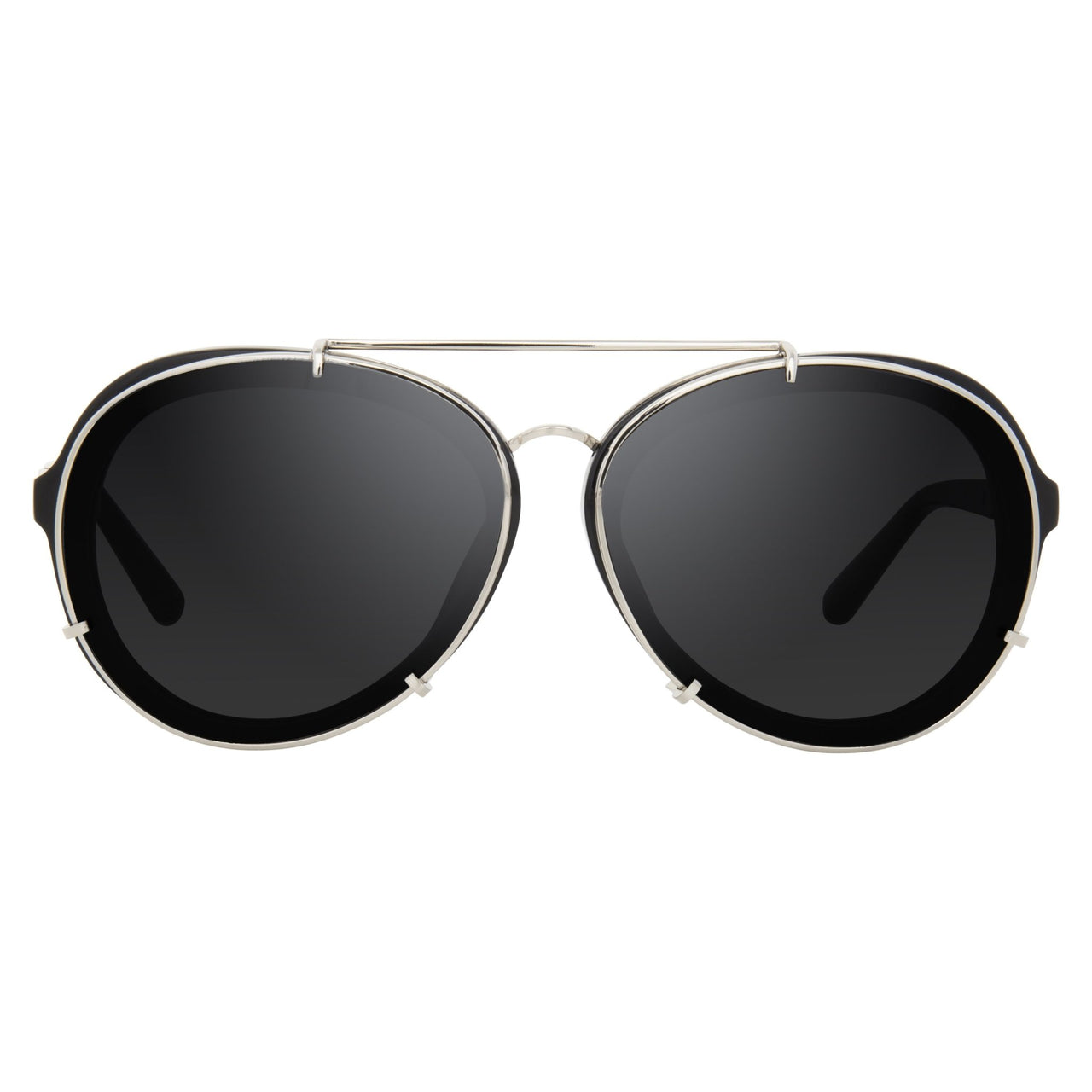 Phillip Lim Sunglasses Black and Silver Aviator with Bang Bang Black Lenses Category 4 - PL170C7SUN - Watches & Crystals