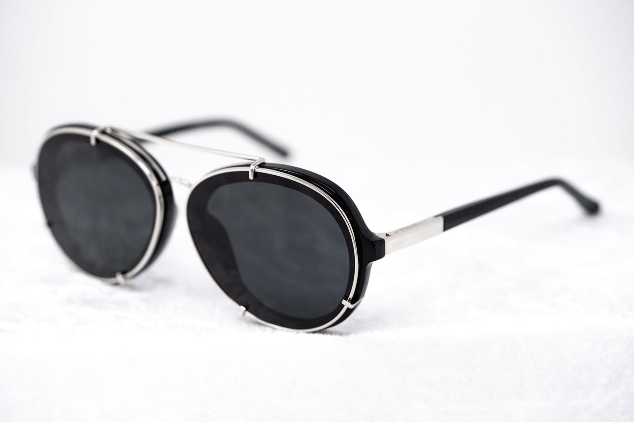 Phillip Lim Sunglasses Black and Silver Aviator with Bang Bang Black Lenses Category 4 - PL170C7SUN - Watches & Crystals