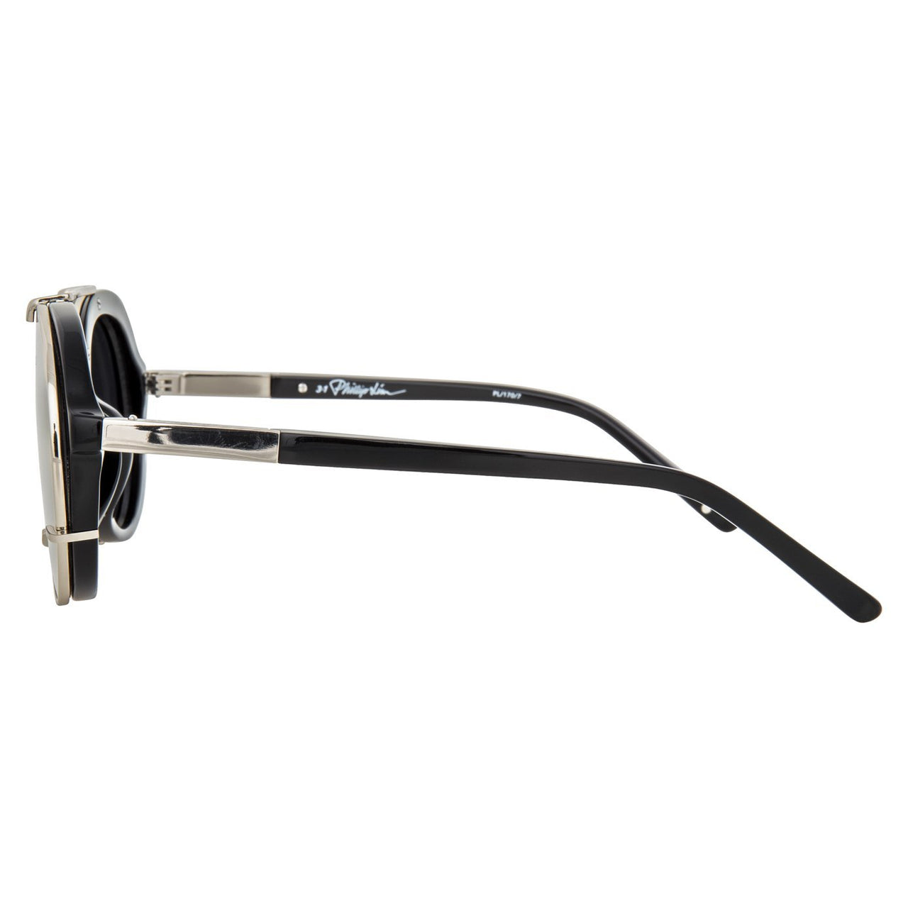 Phillip Lim Sunglasses Black and Silver Aviator with Bang Bang Black Lenses Category 4 - PL170C7SUN - Watches & Crystals