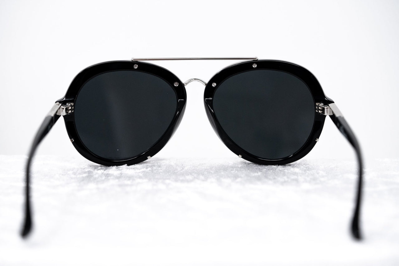 Phillip Lim Sunglasses Black and Silver Aviator with Bang Bang Black Lenses Category 4 - PL170C7SUN - Watches & Crystals