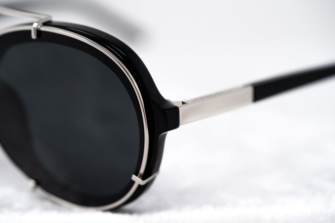 Phillip Lim Sunglasses Black and Silver Aviator with Bang Bang Black Lenses Category 4 - PL170C7SUN - Watches & Crystals