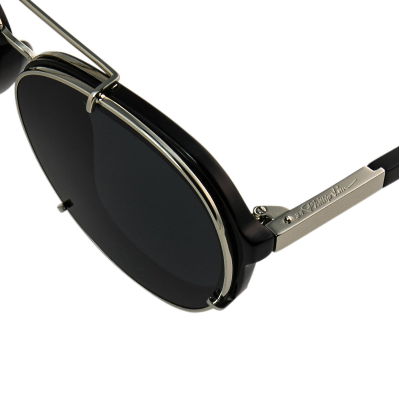Phillip Lim Sunglasses Black and Silver Aviator with Bang Bang Black Lenses Category 4 - PL170C7SUN - Watches & Crystals