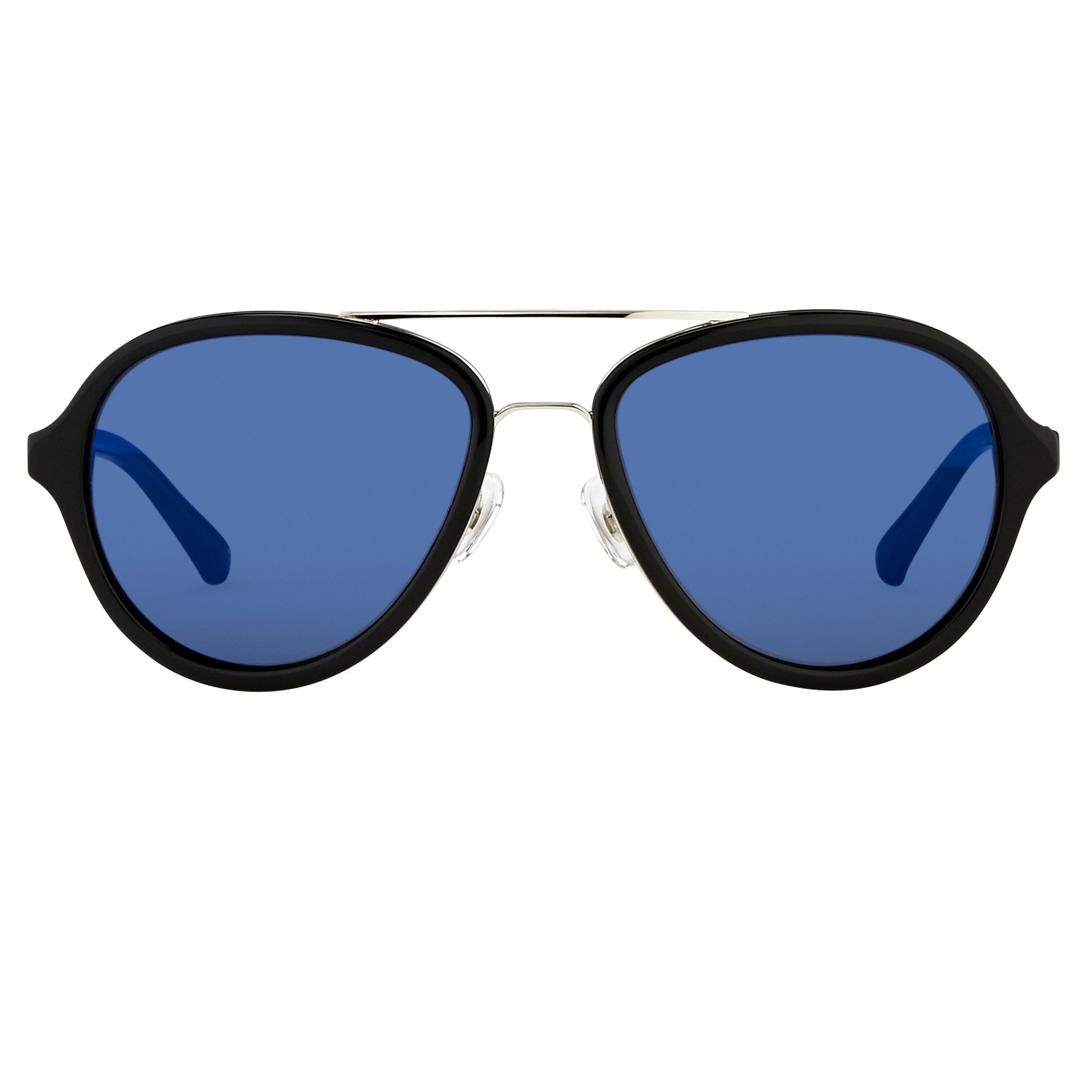 Phillip Lim Sunglasses Black Shiny Silver and Blue Mirror Lenses Category 3 - PL16C23SUN - Watches & Crystals