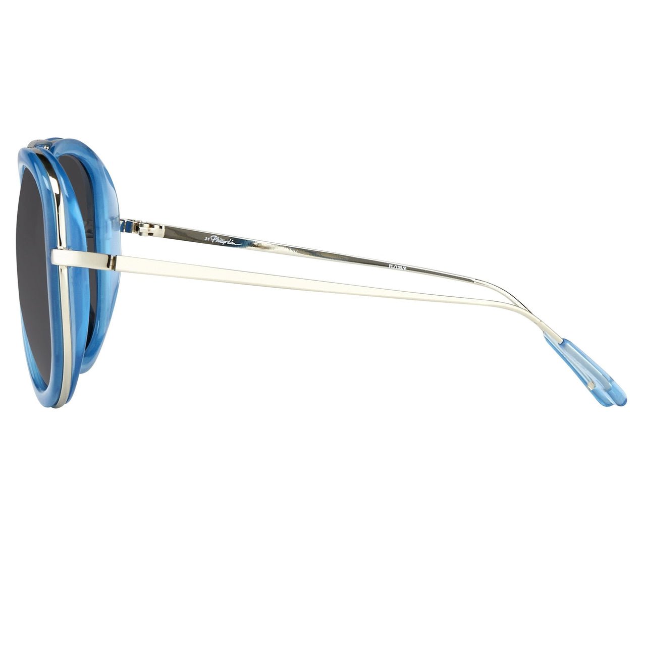 Phillip Lim Sunglasses Men's Aviator Turquoise Nickel with Dark Grey Lenses Category 3 - PL139C6SUN - Watches & Crystals