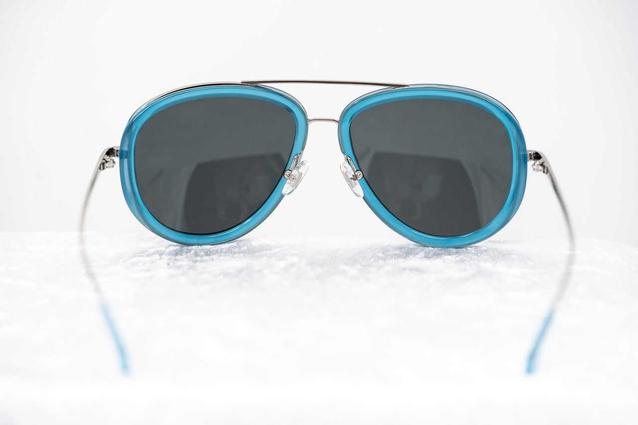 Phillip Lim Sunglasses Men's Aviator Turquoise Nickel with Dark Grey Lenses Category 3 - PL139C6SUN - Watches & Crystals
