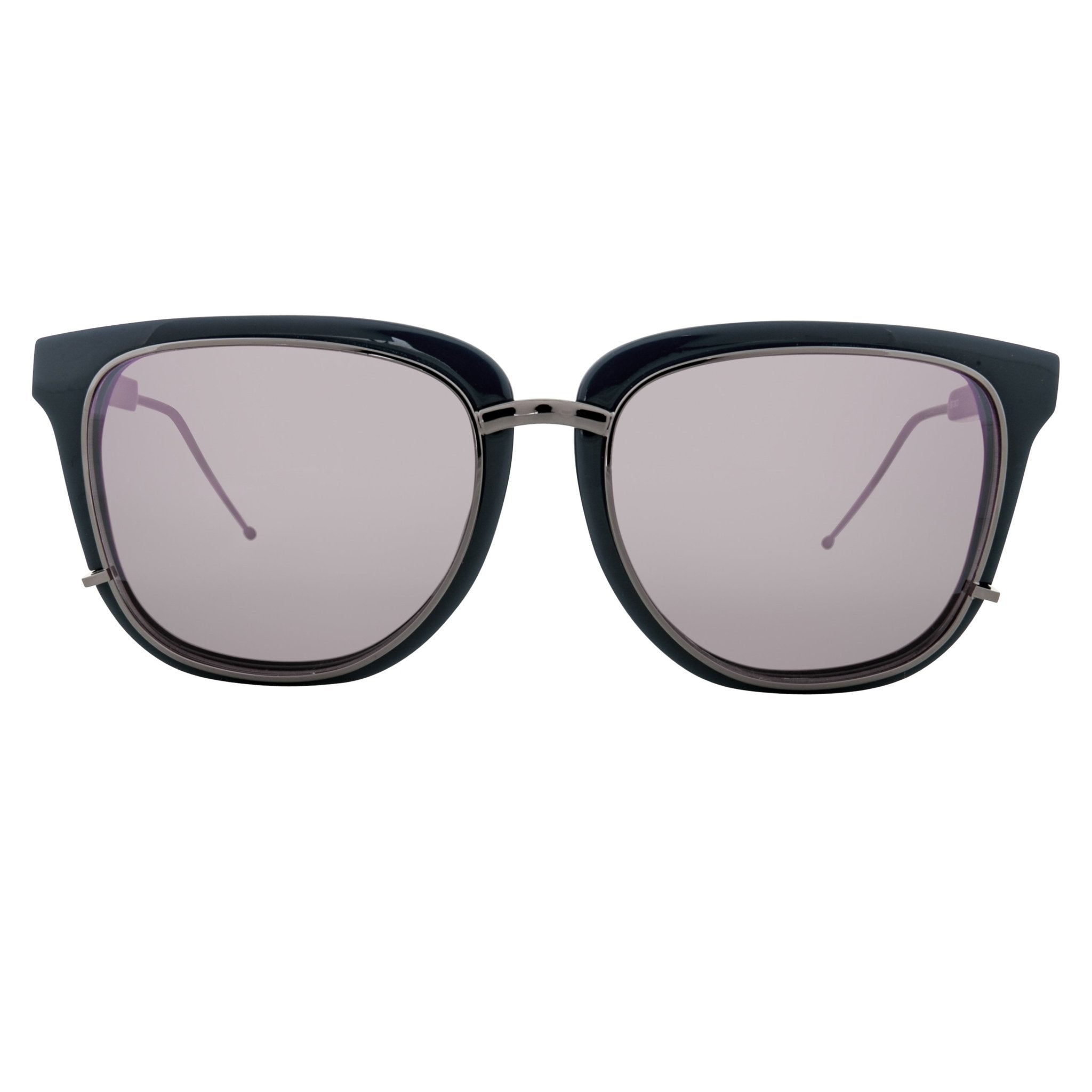 Phillip Lim Sunglasses Navy and Gunmetal D-Frame with Black Mirror to Purple Lenses Category 3 - PL176C4SUN - Watches & Crystals