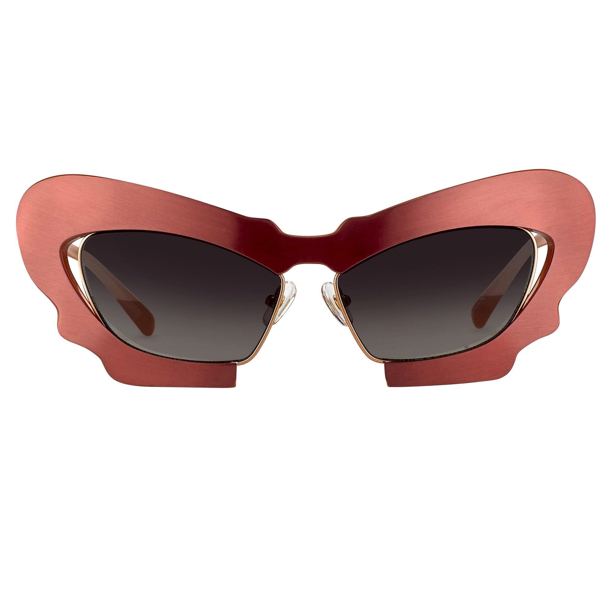 Prabal Gurung Sunglasses Female Cat Eye Brushed Red Category 3 Grey Gradient Lenses PG1C10SUN - Watches & Crystals