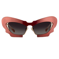 Thumbnail for Prabal Gurung Sunglasses Female Cat Eye Brushed Red Category 3 Grey Gradient Lenses PG1C10SUN - Watches & Crystals