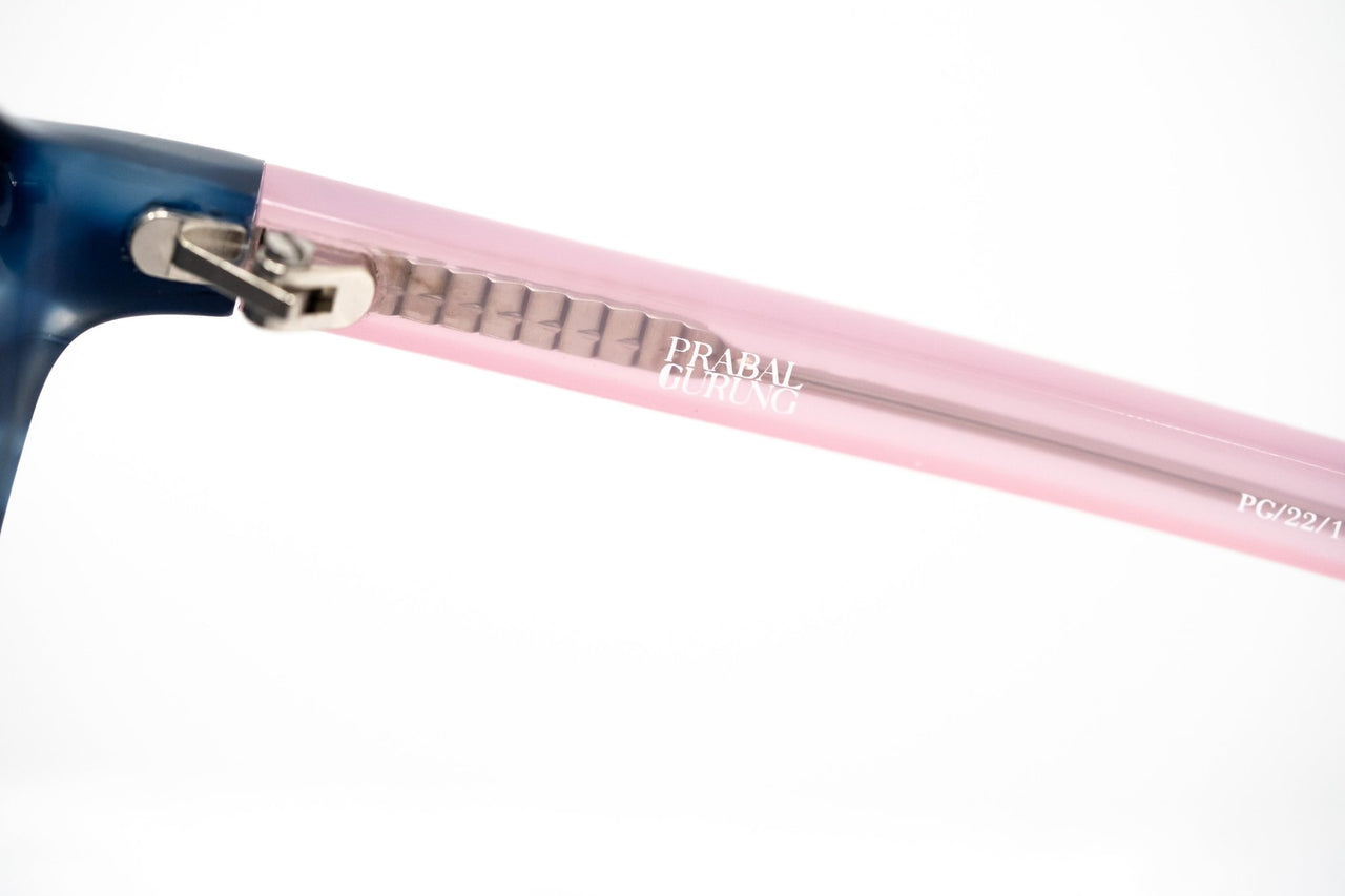 Prabal Gurung Sunglasses Female Oversized Blue Horn and Clear Pink/Black Category 3 Grey Mirror Lenses PG22C1SUN - Watches & Crystals