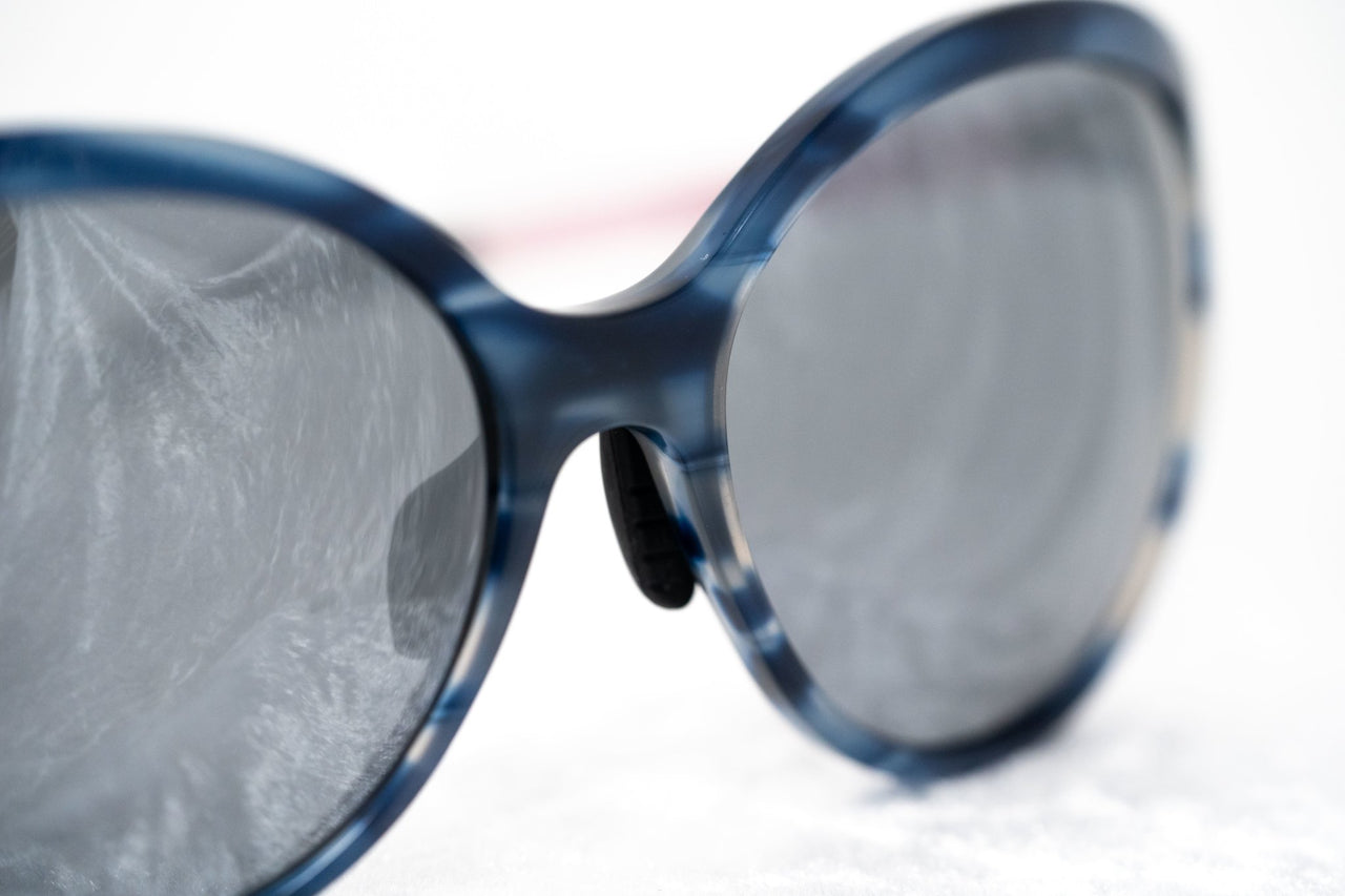 Prabal Gurung Sunglasses Female Oversized Blue Horn and Clear Pink/Black Category 3 Grey Mirror Lenses PG22C1SUN - Watches & Crystals