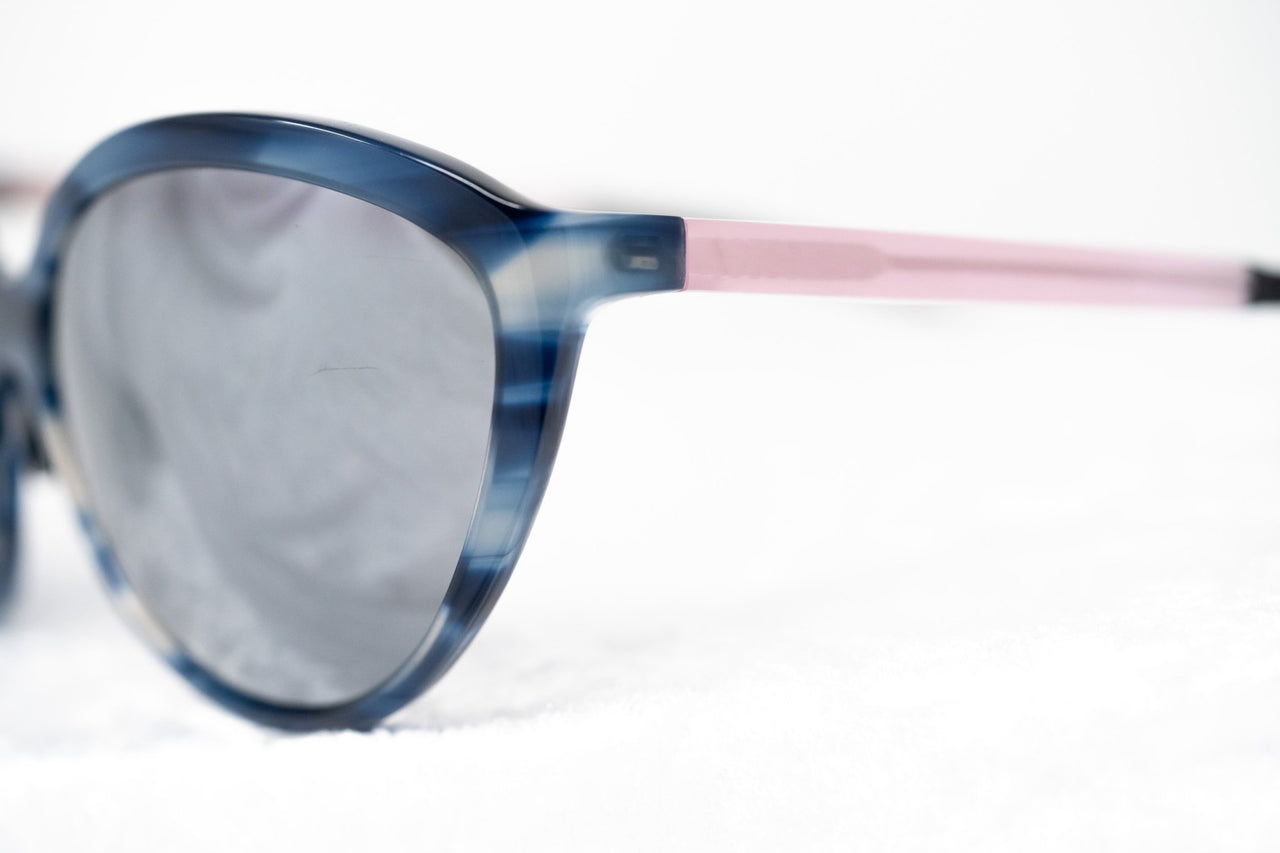 Prabal Gurung Sunglasses Female Oversized Blue Horn and Clear Pink/Black Category 3 Grey Mirror Lenses PG22C1SUN - Watches & Crystals