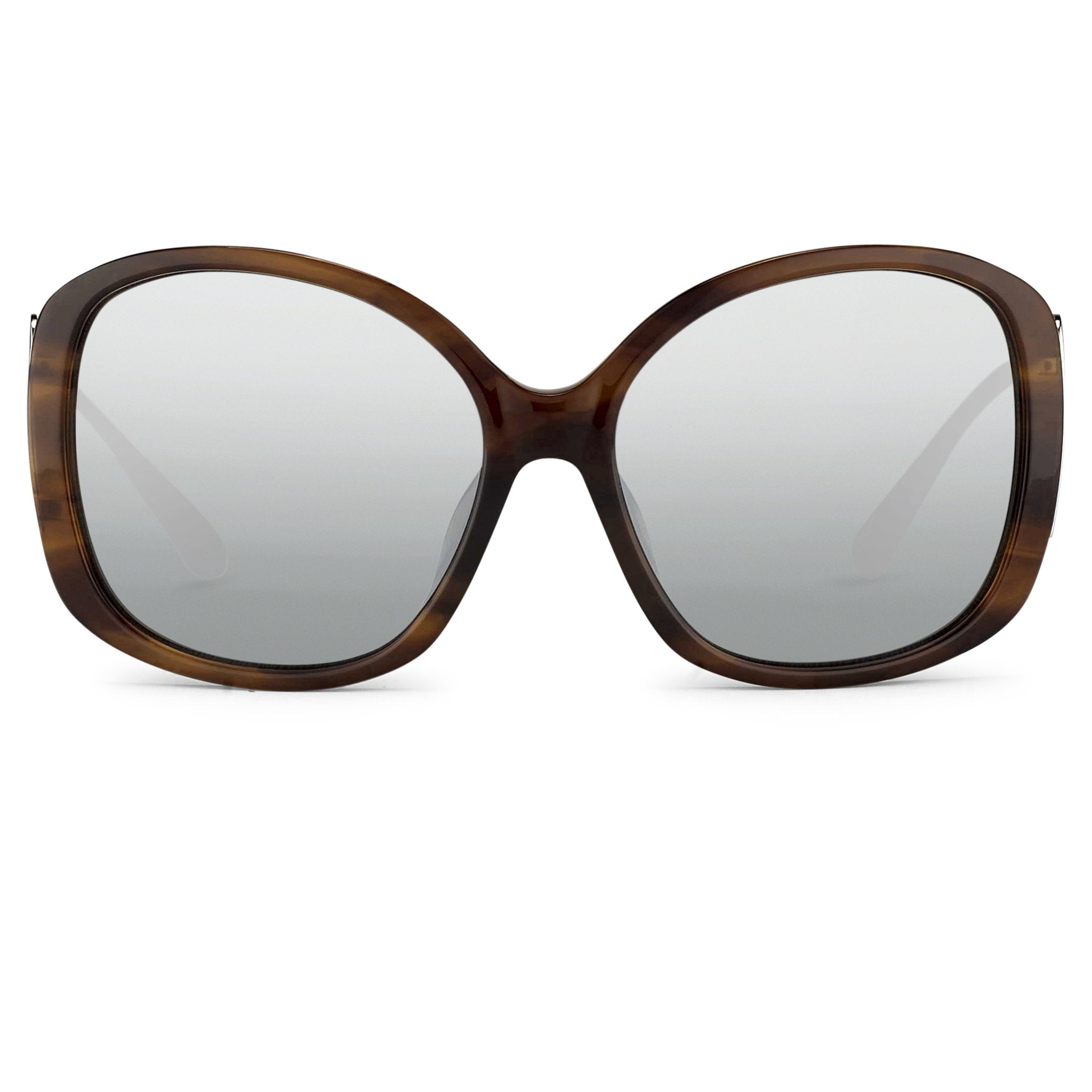 Prabal Gurung Sunglasses Oversized Female Amaretto Brown Frame Category 3 Silver Mirros Lenses PG23C3SUN - Watches & Crystals