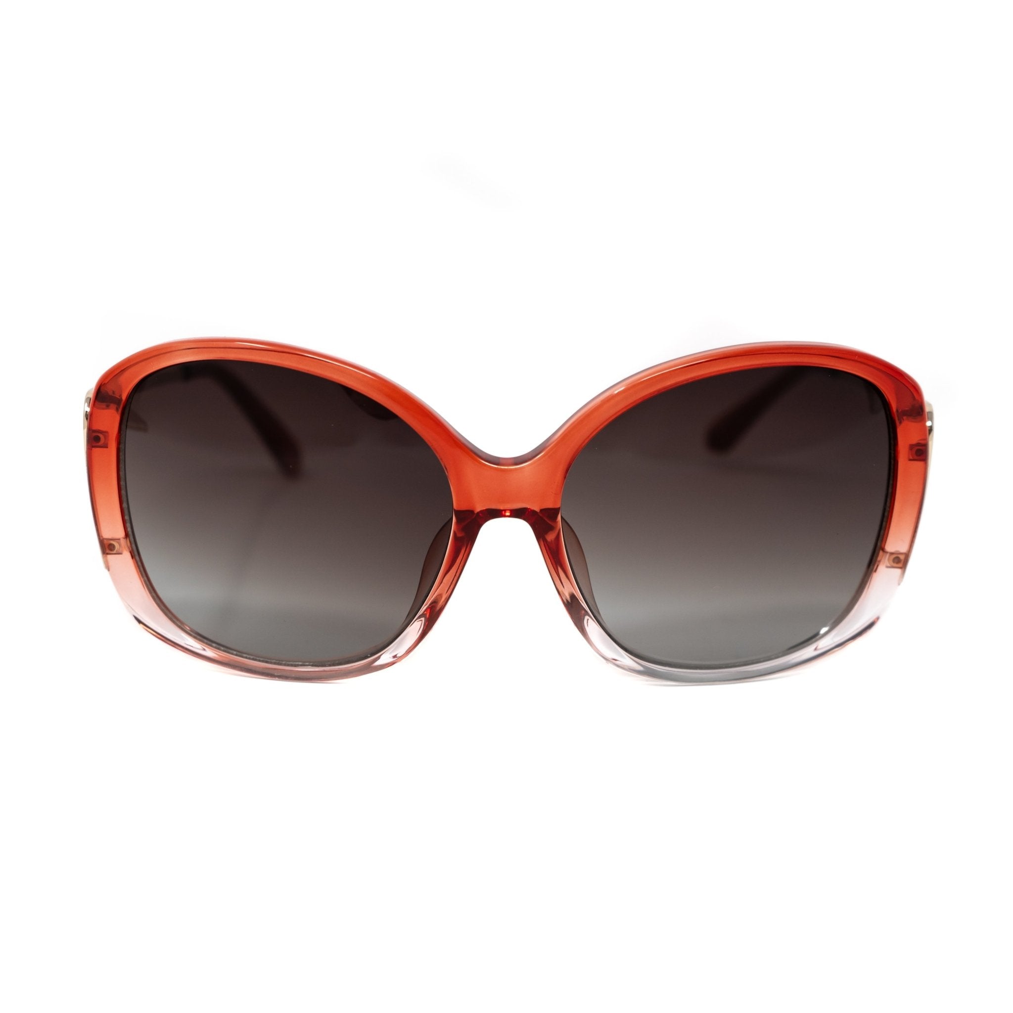 Prabal Gurung Sunglasses Oversized Female Red to Clear/Light Gold Frame Category 3 Grey Graduated Lenses PG23C2SUN - Watches & Crystals