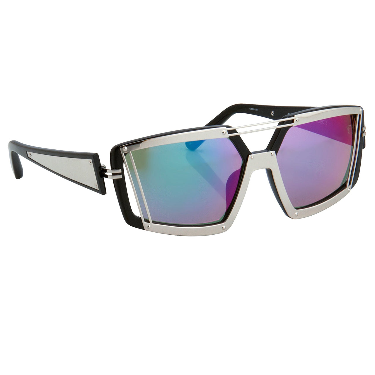Prabal Gurung Sunglasses Rectangular Black Bar With Green/Purple Mirror Lenses PG3C4SUN - Watches & Crystals