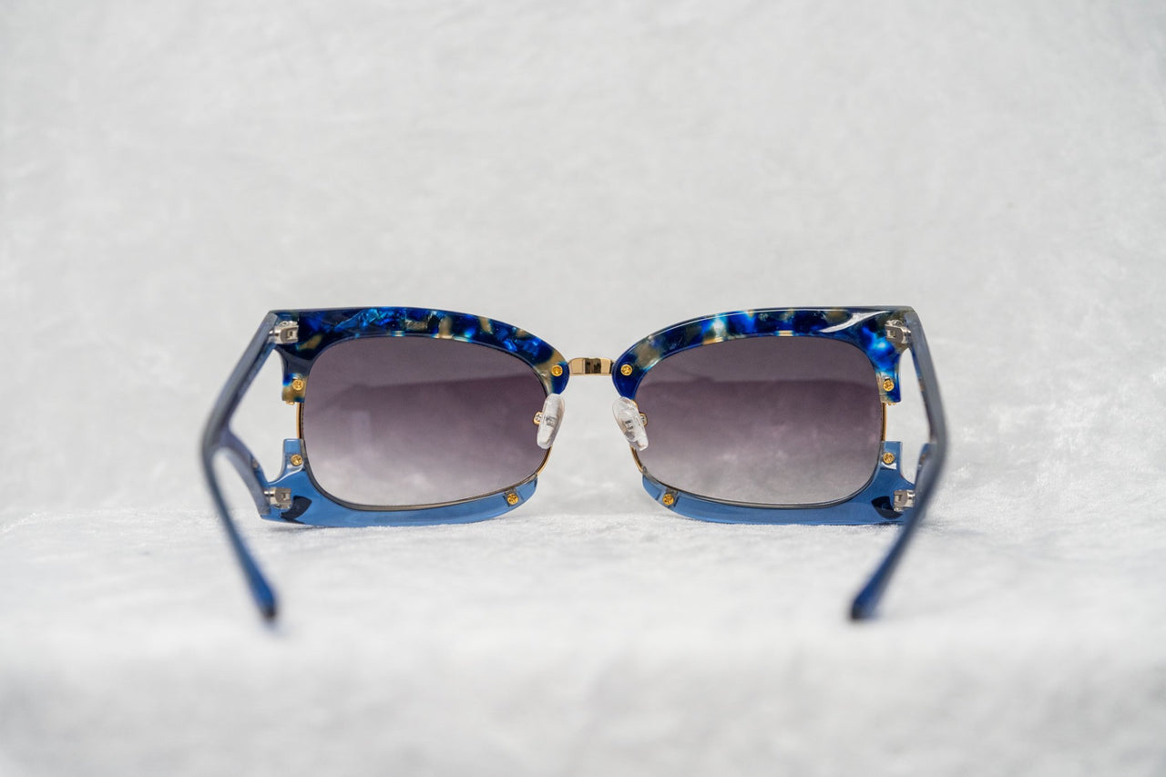 Prabal Gurung Sunglasses Rectangular Textural Blue With Purple Category 3 Graduated Lenses PG2C3SUN - Watches & Crystals