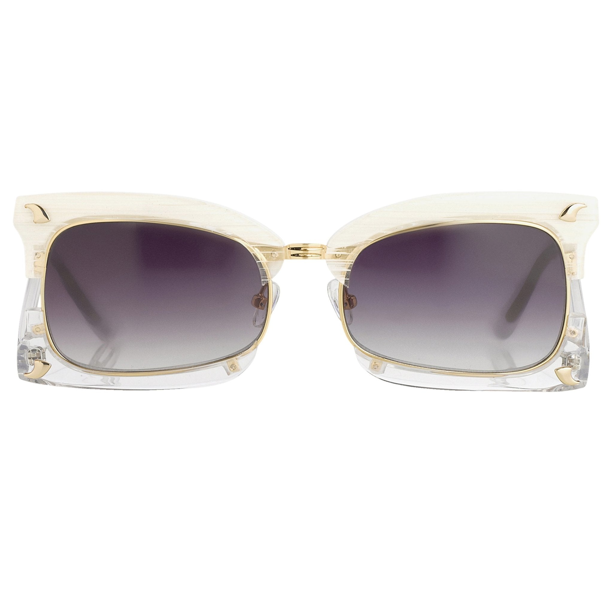 Prabal Gurung Sunglasses Rectangular Textural White With Purple Category 3 Graduated Lenses PG2C2SUN - Watches & Crystals
