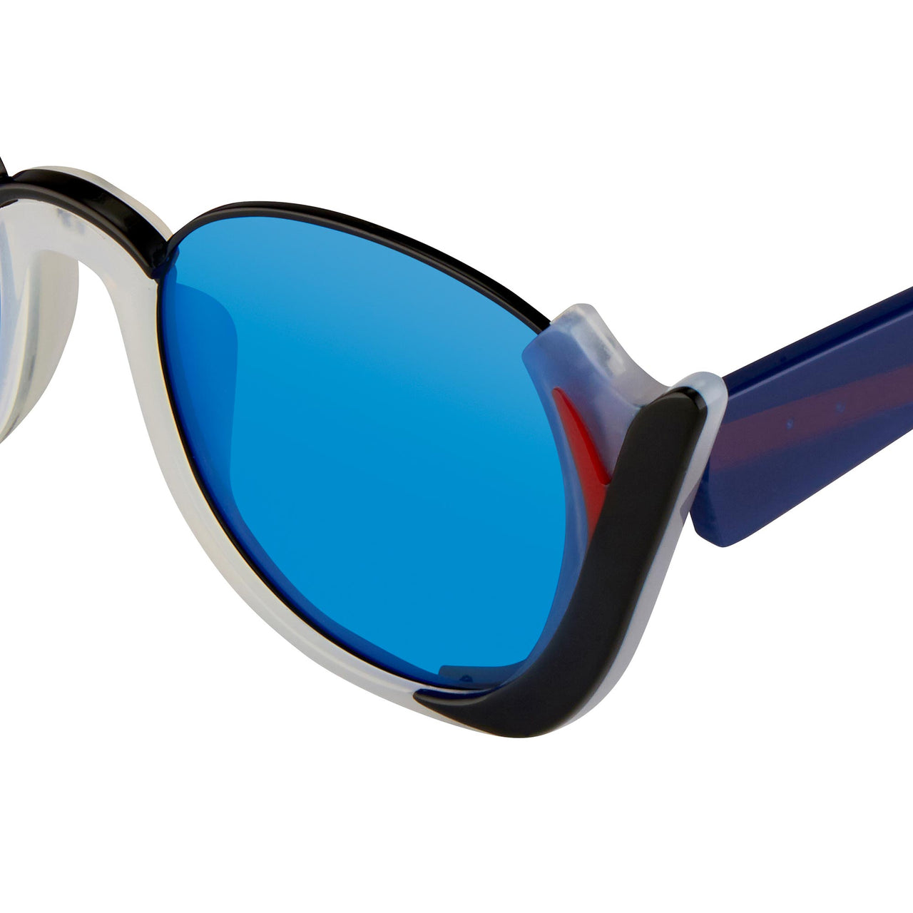 Prabal Gurung Sunglasses Round Black Smokey White With Blue Category 3 Graduated Mirror Lenses PG24C5SUN - Watches & Crystals