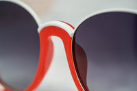 Thumbnail for Prabal Gurung Sunglasses Round Crimson Ivory White With Dark Grey Category 3 Graduated Lenses PG24C4SUN - Watches & Crystals