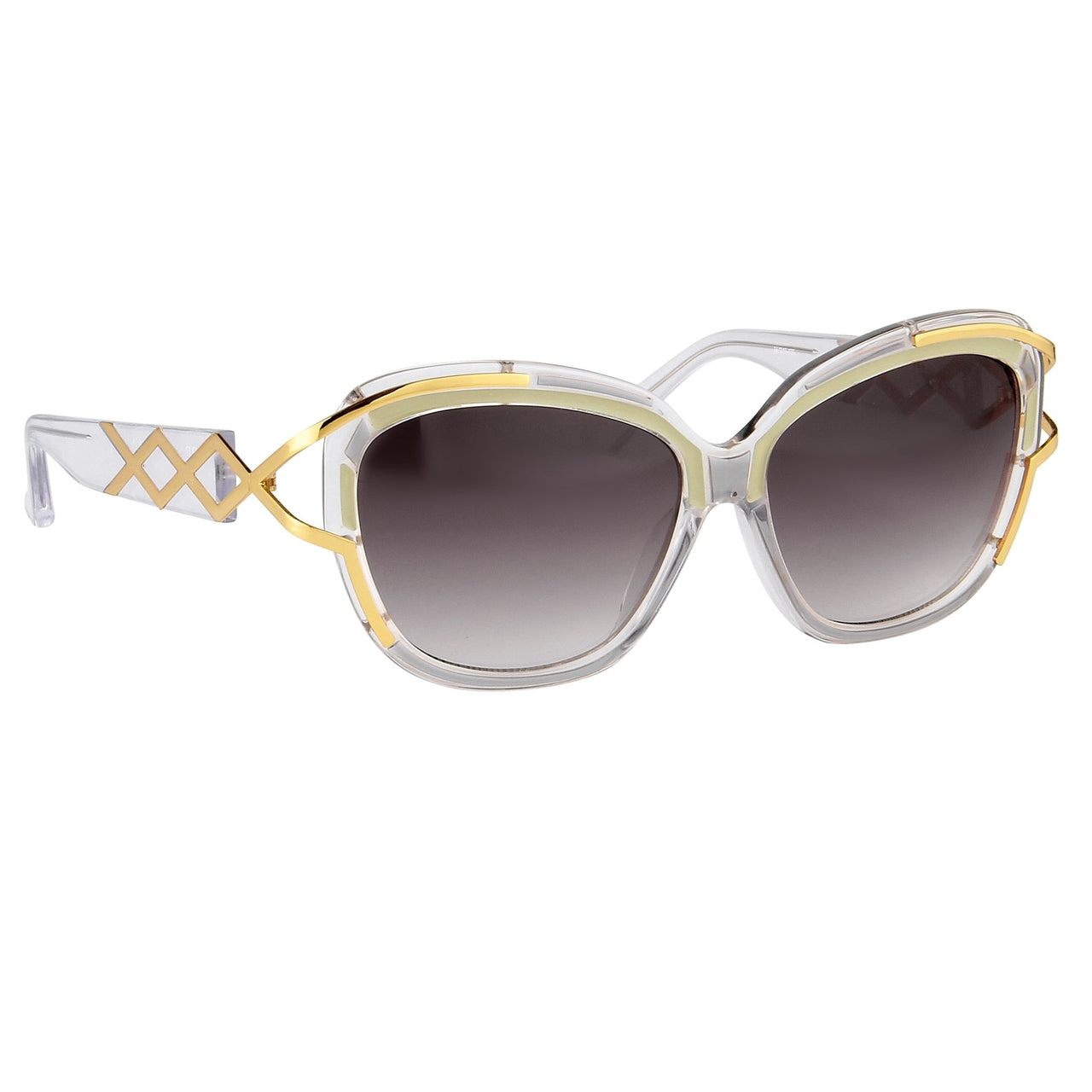 Prabal Gurung Sunglasses Square Clear Olive With Grey Category 3 Graduated Lenses PG8C1SUN - Watches & Crystals