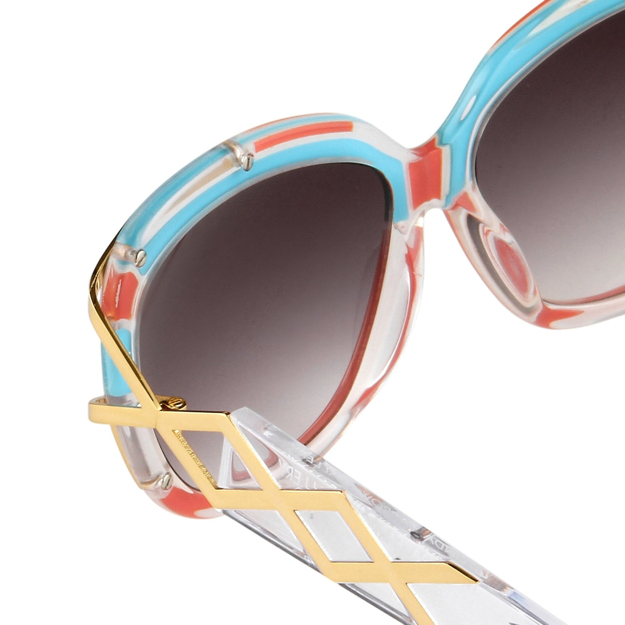 Prabal Gurung Sunglasses Square Clear Red Sky Blue With Grey Category 3 Graduated Lenses PG8C2SUN - Watches & Crystals