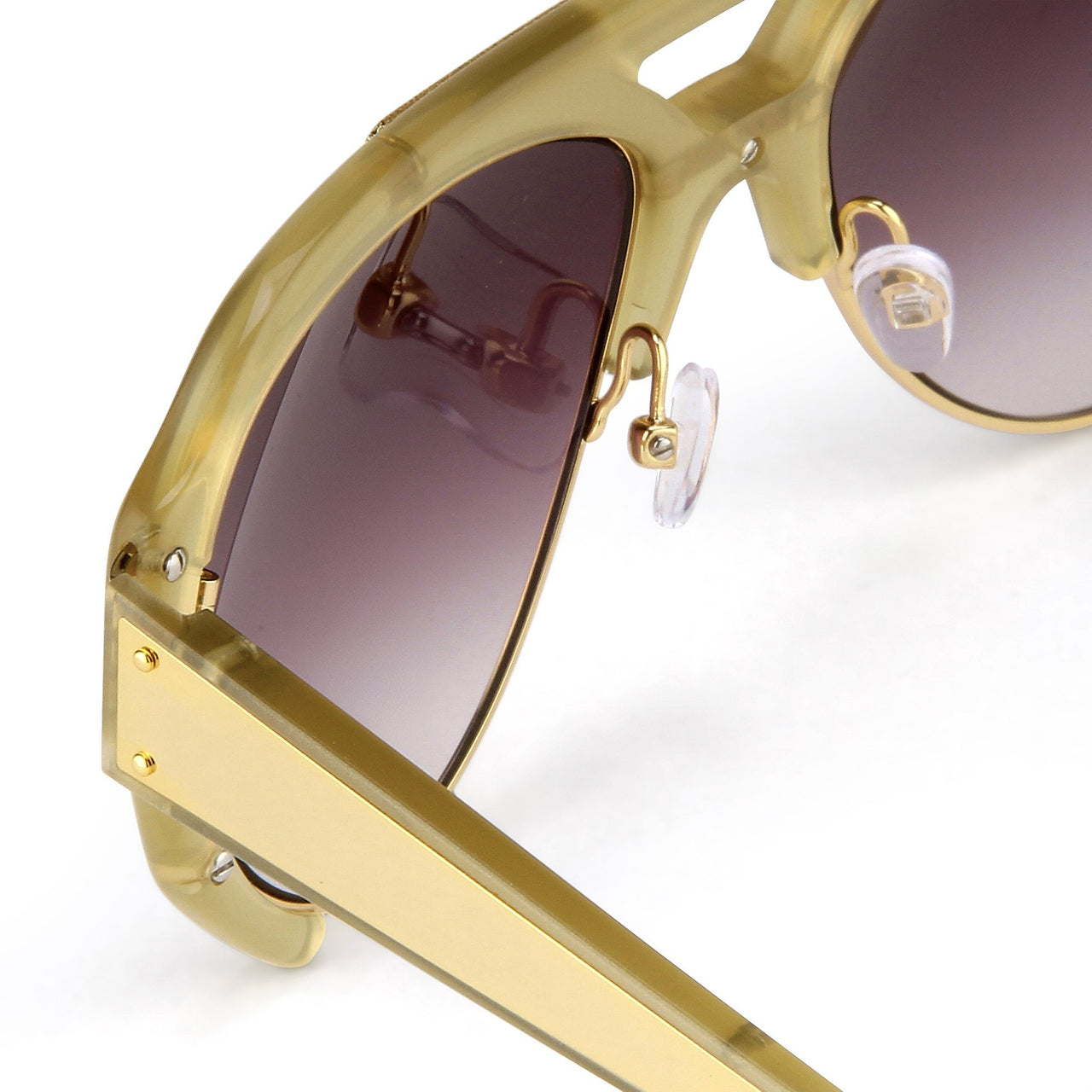 Prabal Gurung Sunglasses Unisex Aviator Olive Acetate and Gold CAT3 Purple Lenses PG11C2SUN - Watches & Crystals
