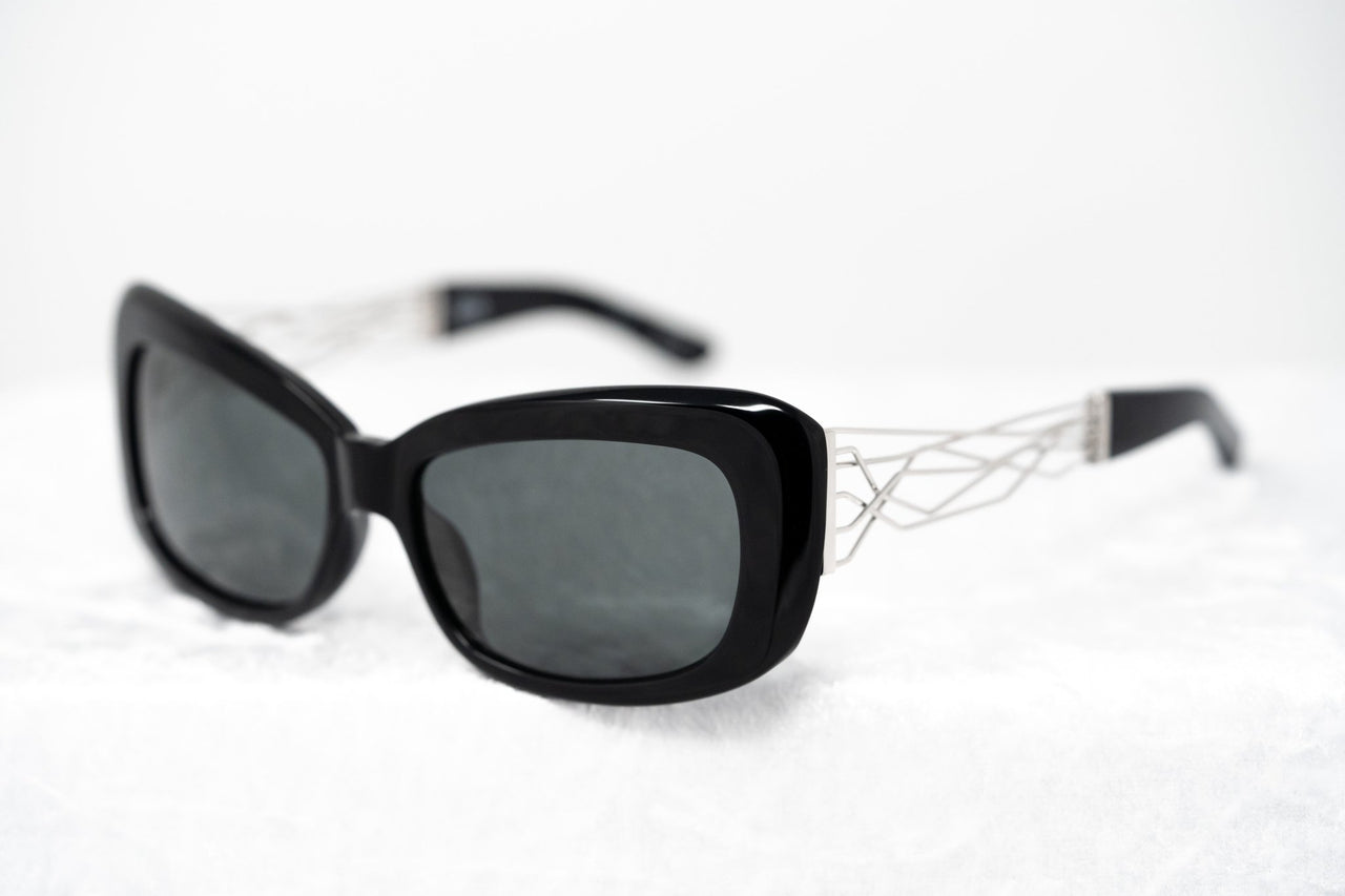 Prabal Gurung Sunglasses Women's Rectangle Black Acetate CAT3 Grey Lenses PG14C1SUN - Watches & Crystals
