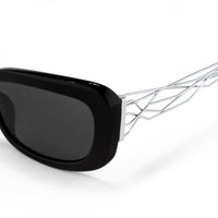 Thumbnail for Prabal Gurung Sunglasses Women's Rectangle Black Acetate CAT3 Grey Lenses PG14C1SUN - Watches & Crystals