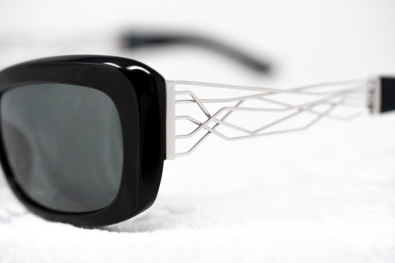 Prabal Gurung Sunglasses Women's Rectangle Black Acetate CAT3 Grey Lenses PG14C1SUN - Watches & Crystals