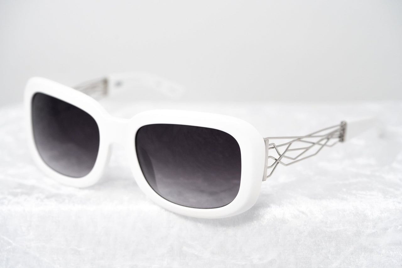 Prabal Gurung Sunglasses Women's Rectangle White Acetate CAT2 Grey Lenses PG13C3SUN - Watches & Crystals