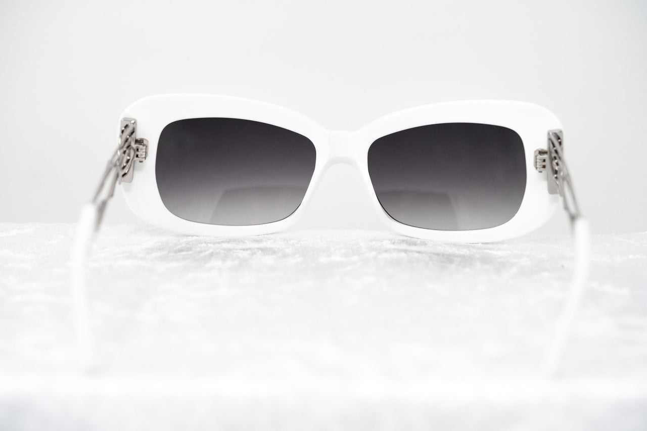 Prabal Gurung Sunglasses Women's Rectangle White Acetate CAT2 Grey Lenses PG14C3SUN - Watches & Crystals