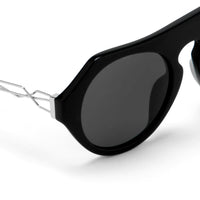 Thumbnail for Prabal Gurung Sunglasses Women's Round Flat Top Black Acetate CAT3 Grey Lenses PG15C1SUN - Watches & Crystals