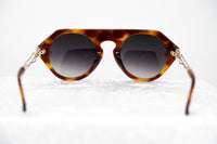 Thumbnail for Prabal Gurung Sunglasses Women's Round Flat Top Tortoise Shell Acetate and Light Gold CAT3 Grey Gradient Lenses PG15C2SUN - Watches & Crystals