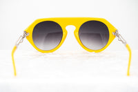 Thumbnail for Prabal Gurung Sunglasses Women's Round Flat Top Yellow Acetate CAT2 Grey Gradient Lenses PG15C4SUN - Watches & Crystals