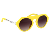 Thumbnail for Prabal Gurung Sunglasses Women's Round Flat Top Yellow Acetate CAT2 Grey Gradient Lenses PG15C4SUN - Watches & Crystals