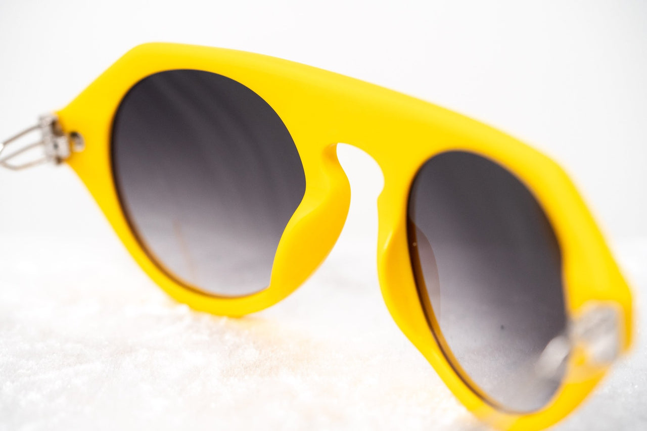Prabal Gurung Sunglasses Women's Round Flat Top Yellow Acetate CAT2 Grey Gradient Lenses PG15C4SUN - Watches & Crystals